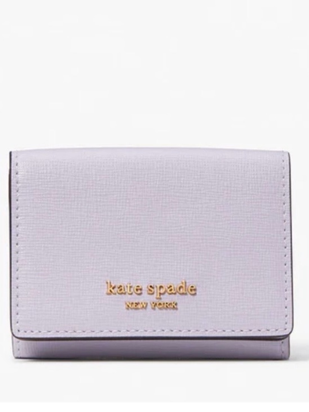 Kate Spade NY Trifold Wallet in Pale Lavender with Gold Logo - EUC
